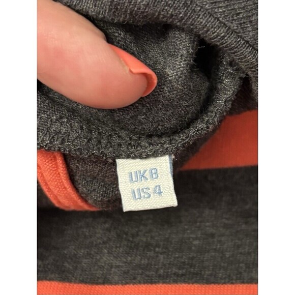 Boden Breton Dress Mini Striped Gray Salmon Elbow Sleeve Pocket US 4 Casual Work - Picture 3 of 11
